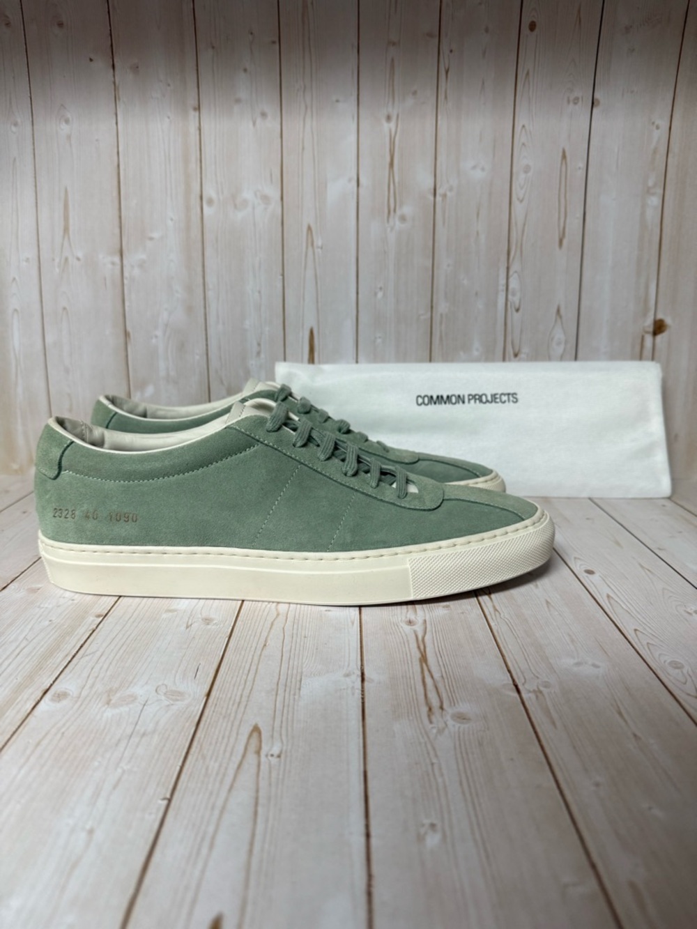 Common Projects Achilles Low-Top Suede Sneakers Light Green Sz 40 / 7